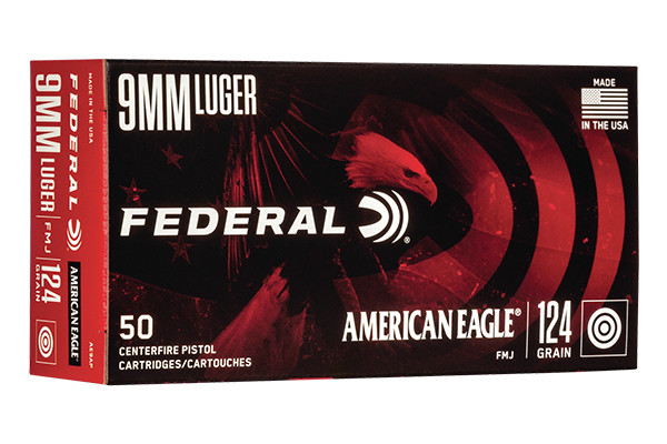 Federal American Eagle 9mm 124 Grain FMJ 50 Rounds Box