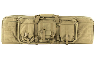 NCSTAR VISM Double Carbine Case Tan PVC Nylon with Foam Padding, Lockable Zippers, Pockets & MOLLE Webbing 42" L x 13" H Interior Dimensions  CVDC2946T-42
