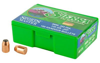 Sierra Bullets Jacketed Hollow Point  - Sports Master - 9mm - 8125