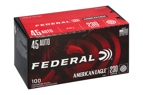 Federal Ammunition - American Eagle - 45 Auto - 230 Grain FMJ - 100 Rd/Bx - AE45A100