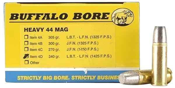 Buffalo Bore Ammunition Heavy, Bba 4d/20 44rm+p+340gr Cst Lfn   20/12