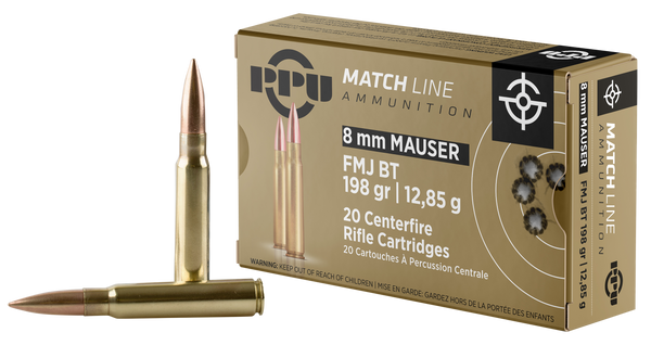 Ppu Match, Ppu Ppm8        8mm Mau     200 FMJ Match    20/10