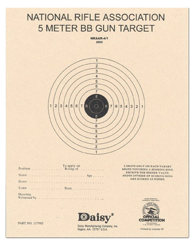 Daisy Nra 5-meter Target, Daisy 990408-810 5-meter Agun Tgt 50pk