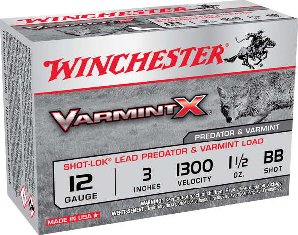 Win Ammo Varmint-x 12ga. 3" - 1.5oz #bb 1300fps. 10-pk