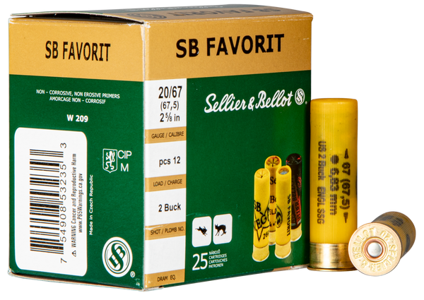 Sellier & Bellot Shotgun, S&b Sb20bsa        20ga Buck  #2            25/10