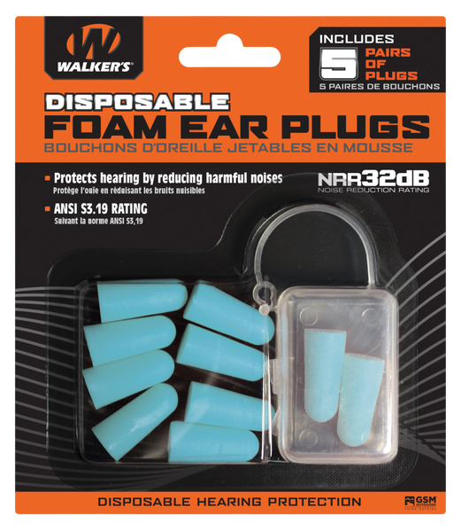 Walkers Game Ear Foam Ear Plugs, Wlkr Gwp-fp5pk-tl   Foam Ear Plug 5pk Teal
