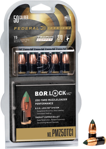 Fed .50cal 270gr. Trophy - Copper Mz W/b.o.r. Lock System