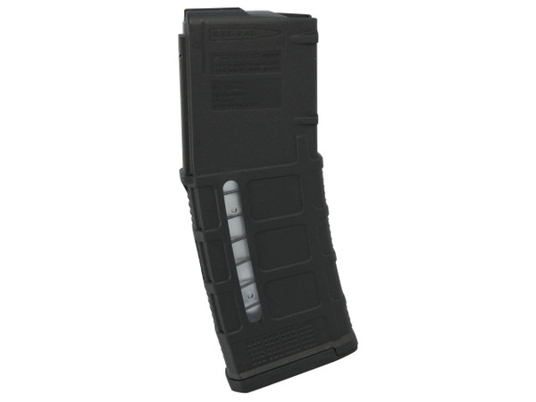 This is a black M3 30 round AR-15 magazine .223 / 5.56 with viewing window, made by Magpul.