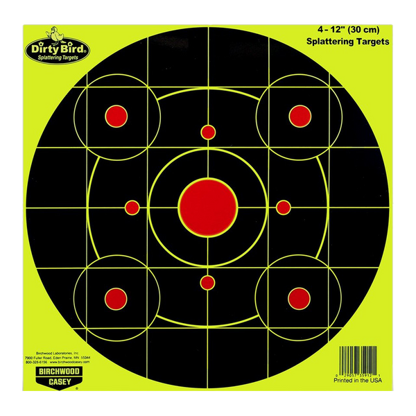 Birchwood Casey Dirty Bird, Bir 35912 Dirtybird 12"  Yellow Bullseye       4pk