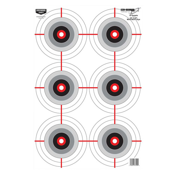 Birchwood Casey Eze-scorer, Bir 37209 Eze-scorer 12x18 Multi Bullseye     10pk