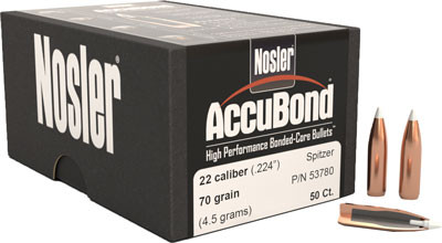 Nosler Bullets .22 Cal .224 - 70gr Accubond 50ct