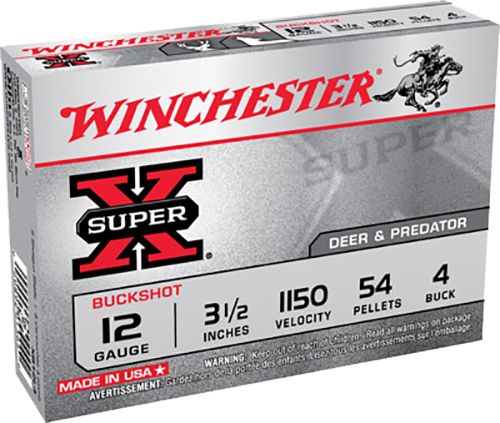 Win Ammo Super-x 12ga. 3.5" - 1150fps. #4bk 54-pellets 5-pk