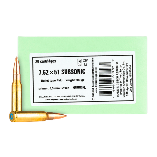 Sellier & Bellot Rifle, S&b Sb762subb      308win  200 FMJ  Sub     20/30