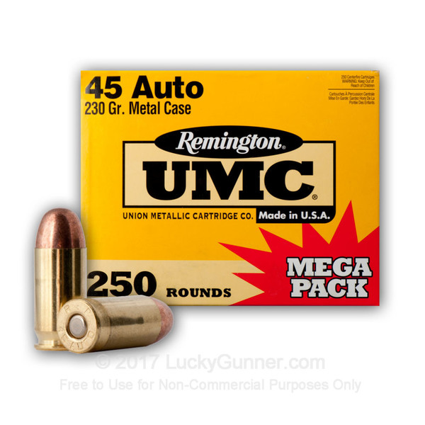 Remington UMC .45 ACP 230 Grain MC 250 Rounds / Box Ammo