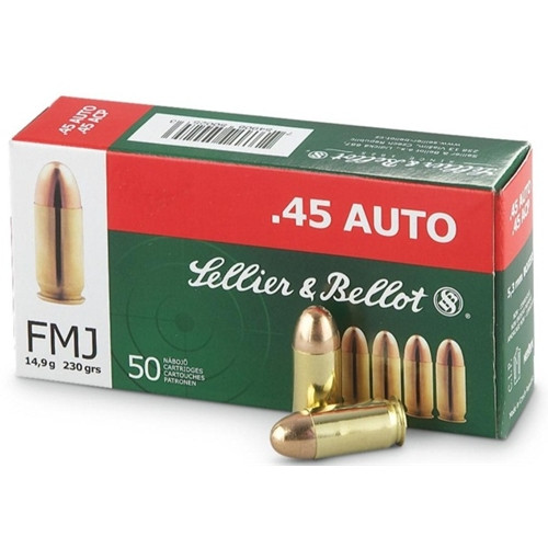 Sellier & Bellot 45 ACP/Auto FMJ 230 gr. Ammo 50 Rounds/ Box