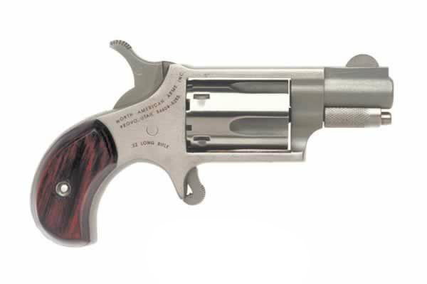 This is a North American Arms (NAA) Mini- Revolver chambered in .22 WMR.