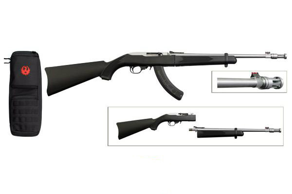 Ruger 10/22 Take down edition with Mini-14 style flash suppressor.