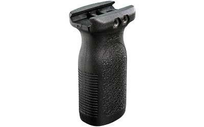 Black fore grip for picatinny rails.