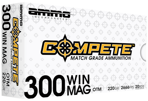 Ammo Inc 300WM190BTHPA20 Compete  300WinMag 220gr Open Tip Match 20 Per Box/10 Case