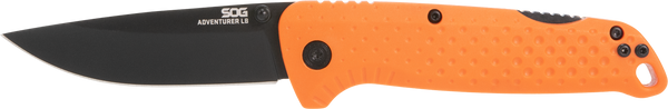 S.O.G SOG13110243 Adventure LB 3.50" Folding Plain Orange Black TiNi 5Cr15MoV Blade, Blaze Orange Textured GRN Handle