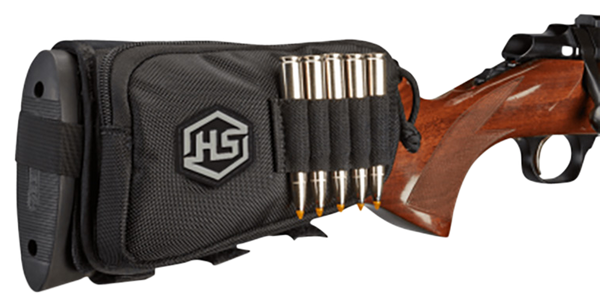 Hunters Specialties 01620 Buttstock Shell Holder  W/Pouch Holds 5 Cartridges Black Polyester