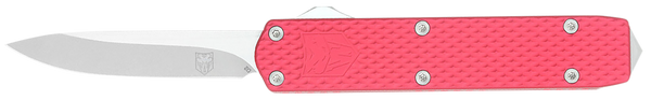 CobraTec Knives MNRDMGEN2DNS Mini Mamba Gen II 2.25" OTF Plain Stonewashed D2 Steel Blade, 3.38" Red Textured Anodized Aluminum Handle, Features Glass Breaker, Includes Pocket Clip