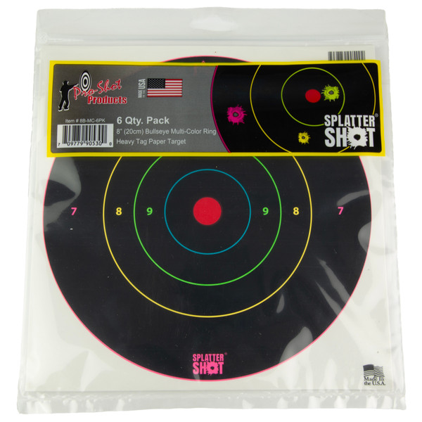 Splatter Shot Target 8" - Bullseye Multi-color 6pk