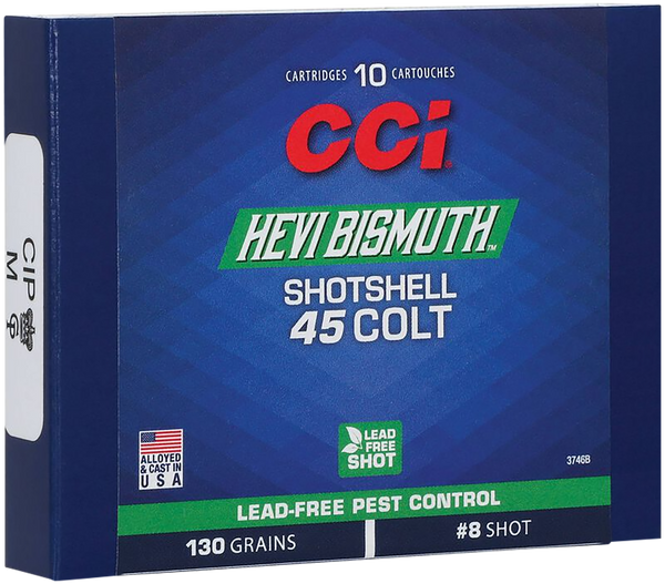 CCI 3746B Pest Control HEVI-Bismuth 45Colt 130gr Shotshell #8 Shot 10 Per Box/20 Case