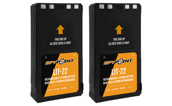 Spypoint 05538 LIT-22 Rechargeable Lithium Battery Pack  Black 7.4 Volts (2) Single Pack
