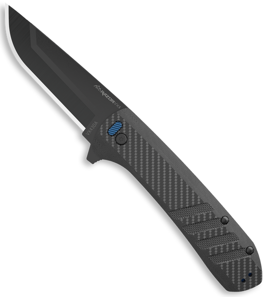 Outdoor Edge VX430A Razor VX4 EDC 3" Folding Drop Point Plain Black Oxide 420J2 SS Blade, Black Textured Carbon Fiber/G10 Handle