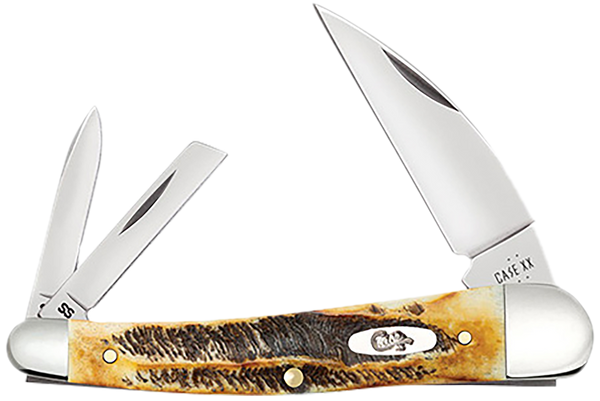Case 65347 Seahorse Whittler Seahorse Whittler Folding Coping/Pen/Wharncliffe Plain Mirror Polished Tru-Sharp SS Blade, Burnt Dark Amber 6.5 BoneStag Handle