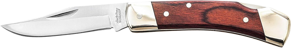 Uncle Henry LB5CP LB5 Smokey II Folding Clip Point Plain Stainless Steel Blade 3.70" Wood Handle Includes Sheath