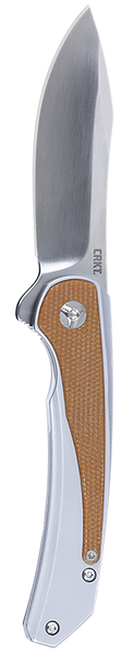 CRKT 6070 Padawan  3.01" Folding Wharncliffe Plain Brushed Satin 14C28N Steel Blade, SS w/G10 Coyote Tan Overlays Handle