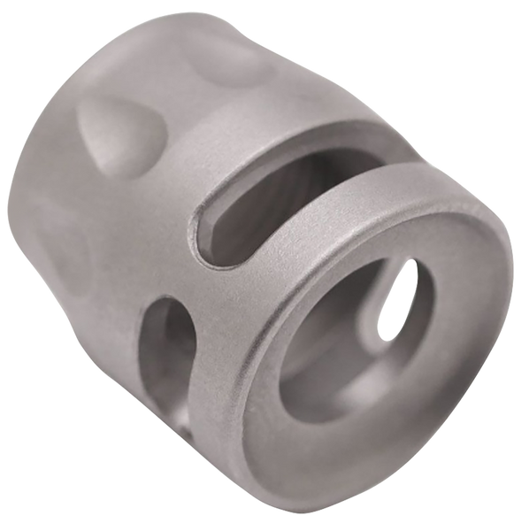 True Precision Inc TPSMICROSS Micro Compensator S-Type Satin Stainless 416R Stainless Steel 1/2"x28 Threads 9mm/380 ACP