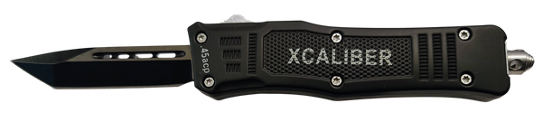 Xcaliber Knife Company  45 ACP  Small 2.75" OTF Tanto Plain Black 440C SS Blade, 3.91" Steel Handle