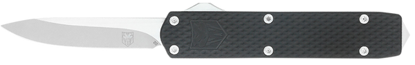 CobraTec Knives MNBLKMGEN2DNS Mini Mamba Gen II 2.25" OTF Plain Stonewashed D2 Steel Blade, 3.38" Black Textured Anodized Aluminum Handle
