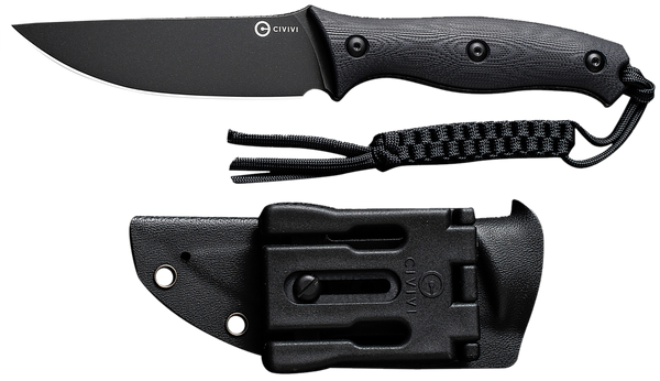 Civivi Knives C23041-1 Stormridge  3.92" Fixed Straight Back Plain Black Stonewashed Nitro-V Steel Blade, Black Textured G10 Handle