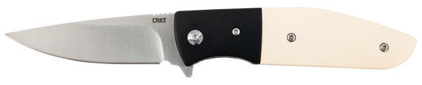 CRKT 2867 Curfew  3.10" Folding Plain Satin 8Cr13MoV SS Blade/Black/White Resin Infused Fiber w/Aluminum Bolster Handle Includes Pocket Clip