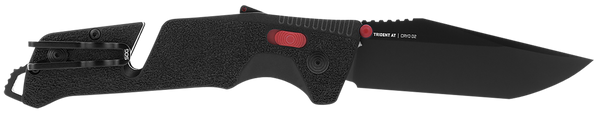 S.O.G SOG11120441 Trident AT 3.70" Folding Tanto Plain Black TiNi Cryo D2 Steel Blade/Black w/Red Accents GRN Handle Features Line Cutter/Glass Breaker