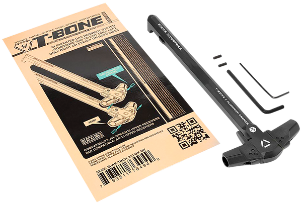 Strike Industries AR-TBCH-223-BK-BK T-Bone Charging Handle .223/5.56x45mm NATO Black Polymer Handles Aluminum Shaft for AR-15