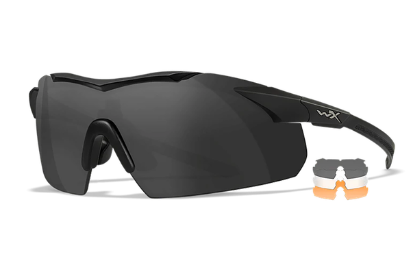 Wiley X 3552 Vapor  Comm Temples Smoke Gray/Clear/Light Rust Lens Polycarbonate Matte Black Frame