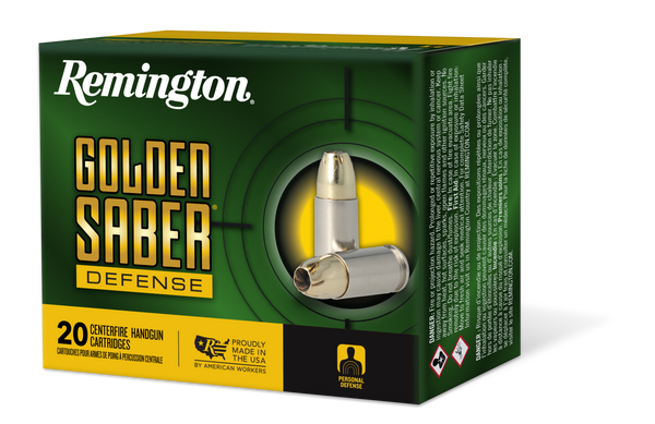Remington Ammunition 27612 Golden Saber Defense 45ACP 230gr Brass Jacketed Hollow Point 20 Per Box/25 Case