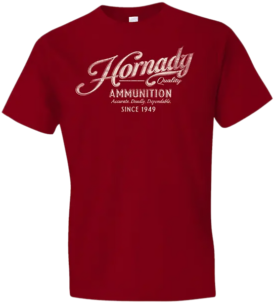 Hornady Gear 31874 Vintage Script  Red Cotton Semi-Fitted XL