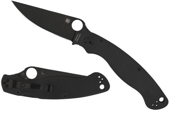 Spyderco C36GPBK2 Military 2  4" Folding Plain Black DLC CPM S30V SS Blade/ Black Textured G10 Handle Includes Pocket Clip
