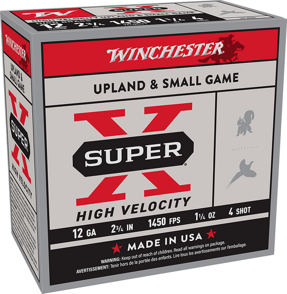 Winchester Super-x 12ga 2.75" - 1-1/4oz #4 1450fps 25rd 10bx/c