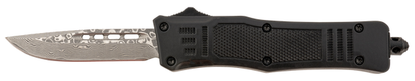 Steel River Knives MT616BRDAMDP Spartan  Mini 2.75" OTF Drop Point Plain Real Damascus 4.25"/ Black Aluminum Zinc Alloy Handle