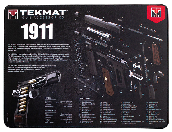 TekMat TEKR2019113D  Ultra 20 Cleaning Mat Black/White Rubber 15"x20" 1911 Parts Diagram