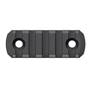 M-lok rail mount, it has 5 slots and measures approximately 2" long. Comes with hardware and can mount to any M-lok rail system