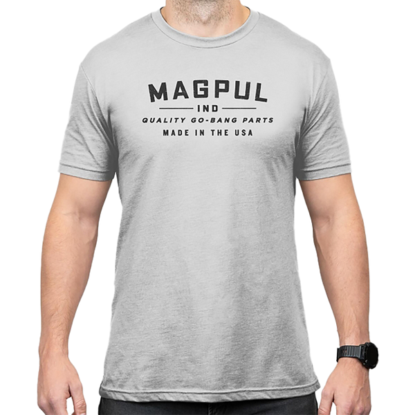 Magpul MAG1112-041-L Go Bang Parts  Stone Gray Heather Cotton/Polyester Short Sleeve Large