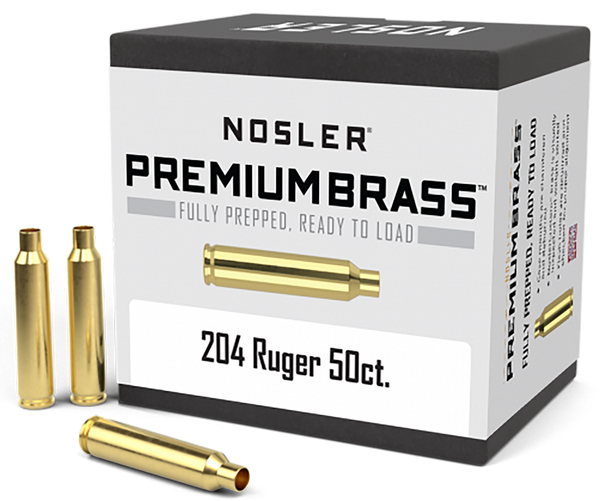 Nosler 10056 Premium Brass Unprimed Cases 204Ruger Rifle Brass 50/Box